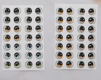 Adhesive Resin Eyes - V443 for Cold Porcelain, Clay, Foam, Paper, and Felt. 3D eyes adhesive stickers supplies