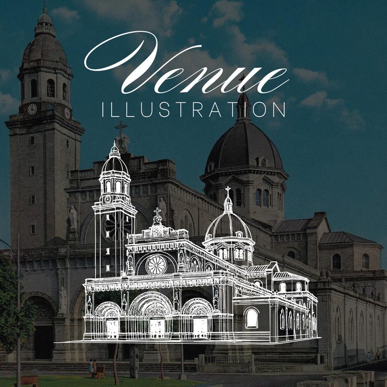 Custom Wedding Venue Illustration | Digital Hand Drawn Loose Sketch ...
