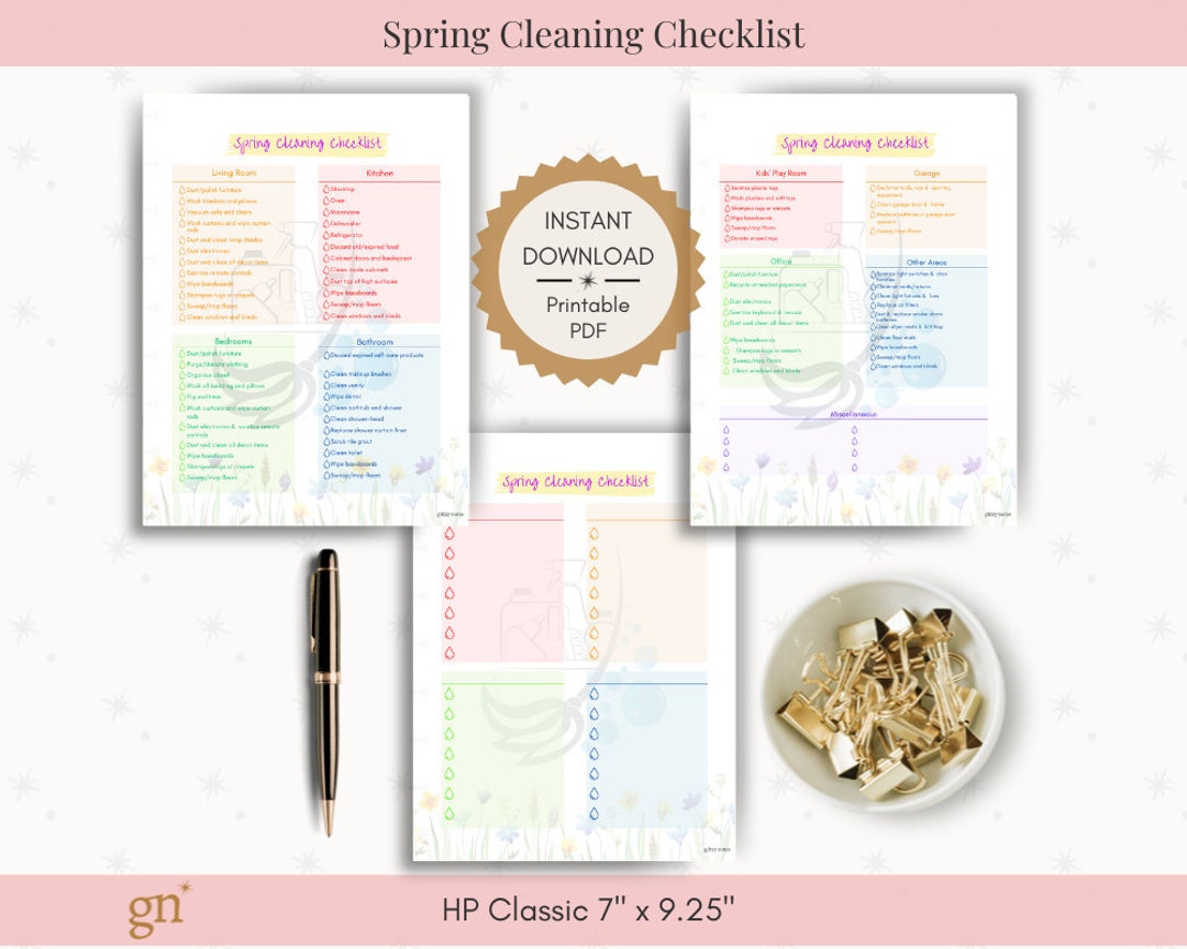 Spring Cleaning Printable Checklist Decorative Floral Task List HP BIG ...