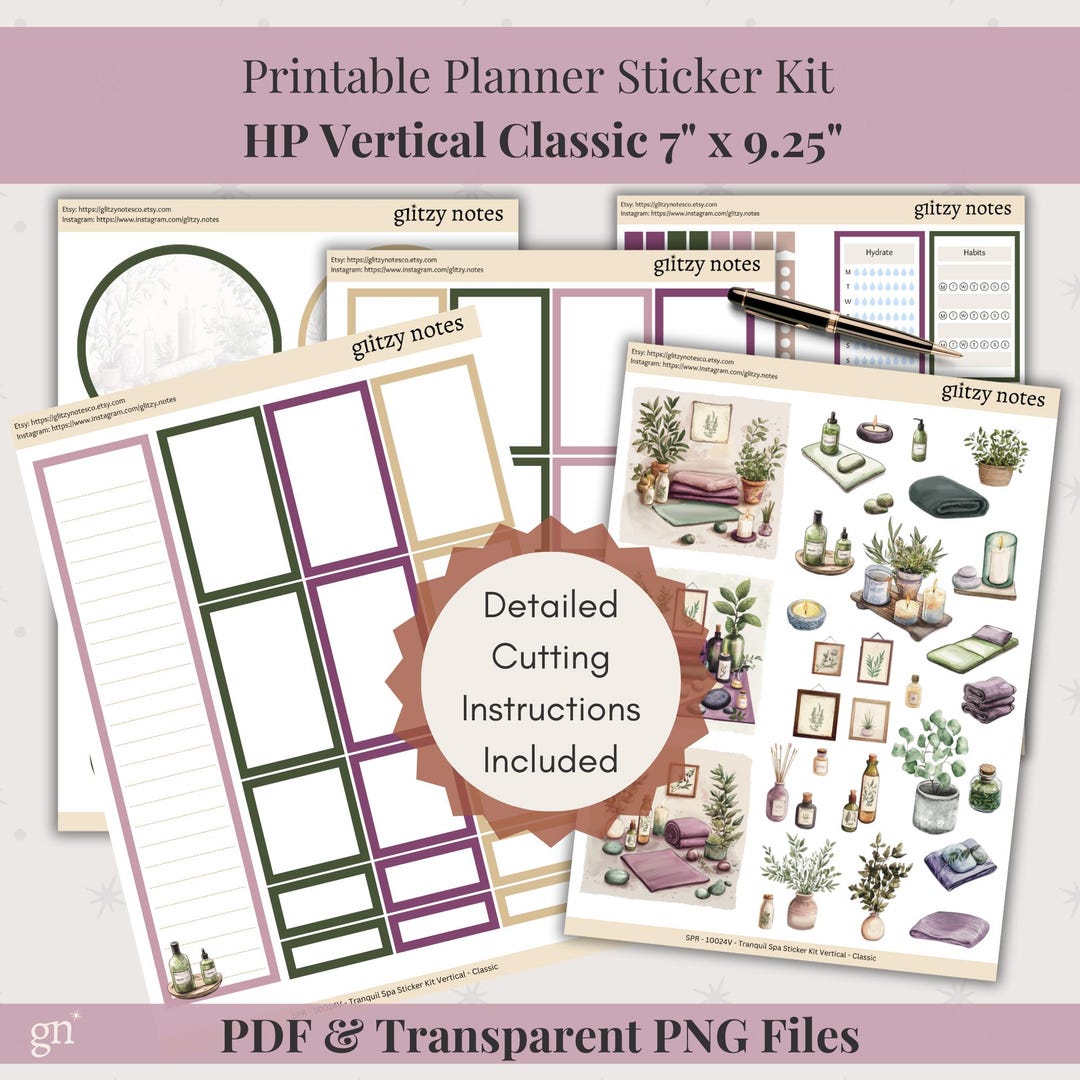 Happy Planner Printable Planner Weekly Sticker Kit Tranquil Spa ...