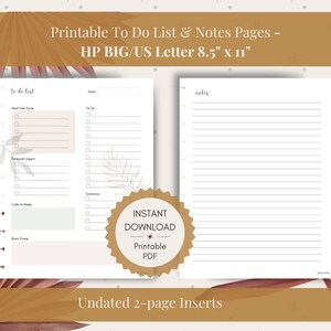 Könnte beinhalten: Druckbare To-Do-Listen und Notizseiten im minimalistischen Stil. Die Seiten sind undatiert und messen 8,5 Zoll mal 11 Zoll. Die Seiten sind für die Verwendung mit HP Big oder US Letter Papier konzipiert.