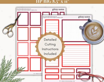 Red Planner Box Stickers, Happy Planner BIG (Printable Digital File)
