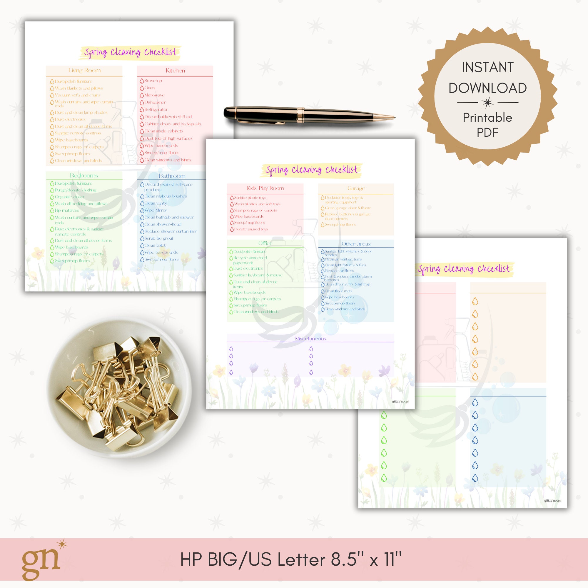 Spring Cleaning Printable Checklist Decorative Floral Task List HP BIG ...