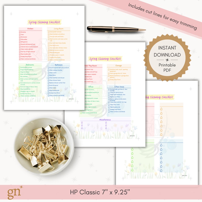 Spring Cleaning Printable Checklist Decorative Floral Task List HP ...