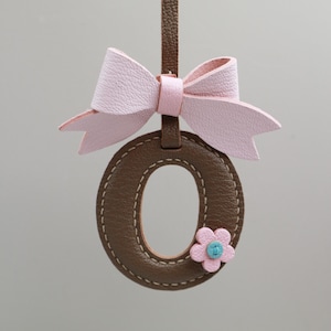Personalized Initial Name Leather Bag Charm With flower,Leather Bag Charm,Custom Handmade Keychain, Alphabet Gifts With Name, birthday gift