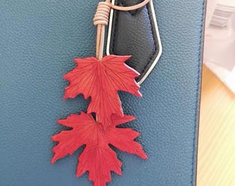 Handcrafted Maple Leaf Leather Bag Charm,Leather Bag Charm,Leather Leaf Pendant for Bags,Cute Tote Accessories,Leaf Keychain,big sister gift