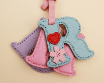 Llavero de piel personalizado con inicial para bolso, llavero artesanal a medida, regalos con nombre y alfabeto, personaliza tu llavero con inicial