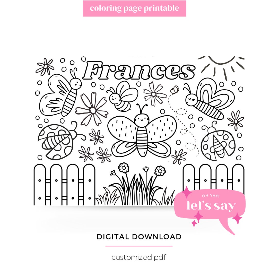 Printable Kids Coloring Sheet - Butterfly Theme - Children’s Custom ...