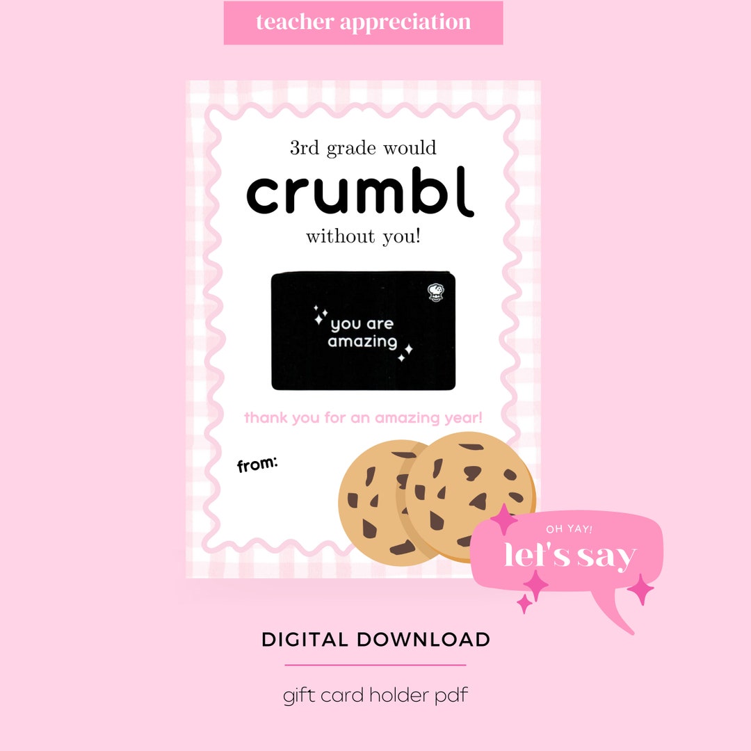 Printable Teacher Appreciation Gift Card Holder, End of School Thank