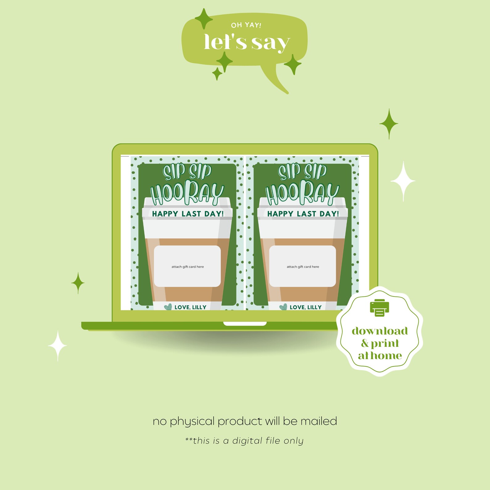 Printable Teacher Appreciation Gift Card Holder, Sip Sip Hooray Happy ...