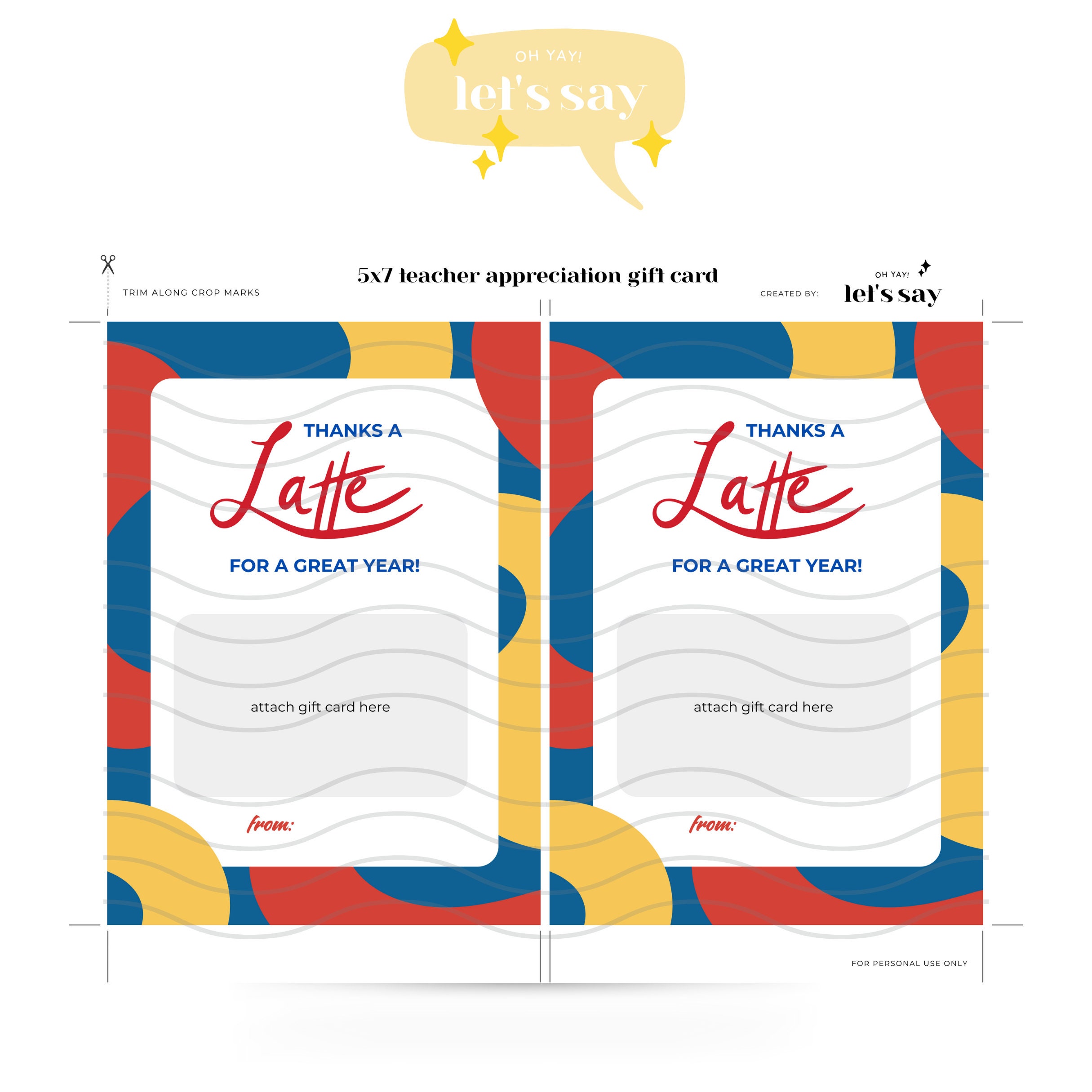 Printable Teacher Appreciation Gift Card Holder, Coffee Latte Teacher