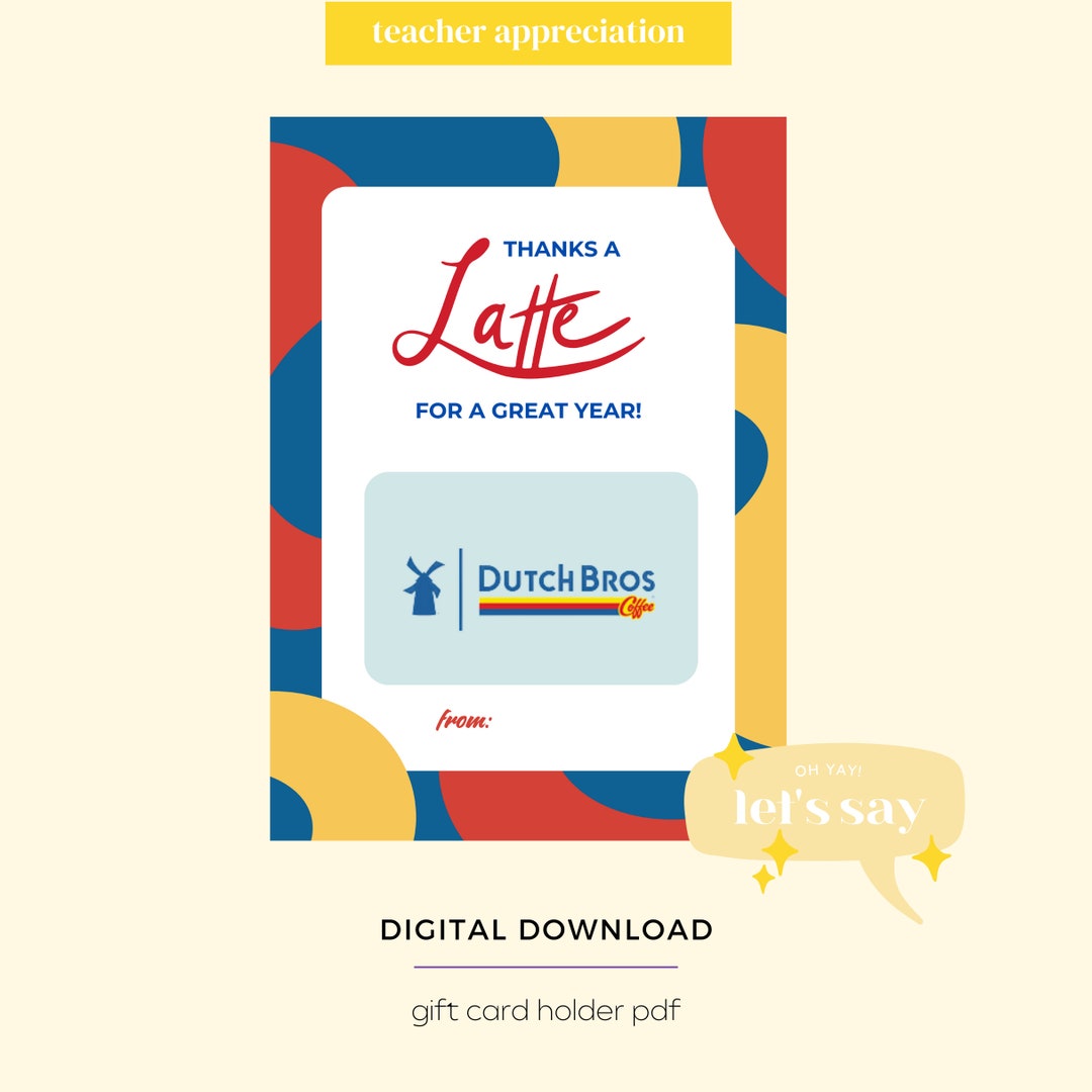 Printable Teacher Appreciation Gift Card Holder, Coffee Latte Teacher