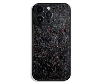 Coque de portable en fibre de carbone véritable forgée pour IPHONE | ROUGE