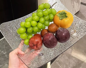 Rectangular tabletop fruit tray with delicate curved shape, high-quality PET plastic candy tray with luxurious style