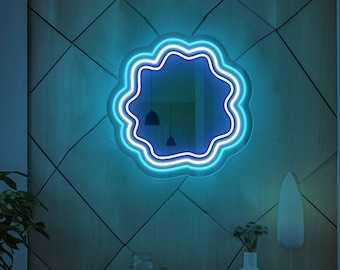 Wavy Neon Makeup Mirror: Girls Room Wall Decor