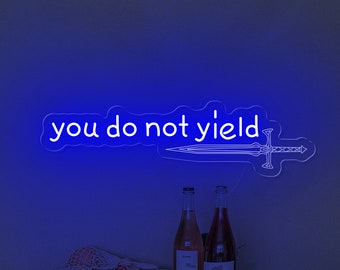 You Do Not Yield Neon Sign,Book Lover Sign Led Light,Handmade Sword Decor,Throne Of Glass Hanging,Gifts For Book Lover,Bookish Decor