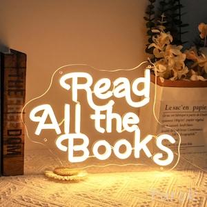 Read All the Books Neon Sign,Classroom Educational Neon Sign,Custom Bookish Neon Art,Gift For Kids,Book Corner Library Kid&#39;s Room Wall Decor