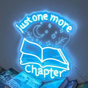 Book Lover Neon Sign – 'Just One More Chapter' LED Light For Bookshelf & Reading Nook - View #6