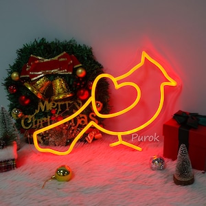 Kardinal Leuchtreklame, Kardinal Geschenk, individuelles Dekor, handgemachtes LED-Licht, Kardinal hängend, Geschenke für Kinder, Kardinal Vogel Dekor, Weihnachtsgeschenk