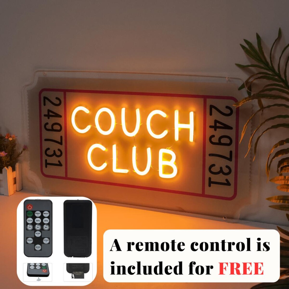 Couch Club Movie Ticket LED Neon Sign: Home Cinema Decor - Etsy
