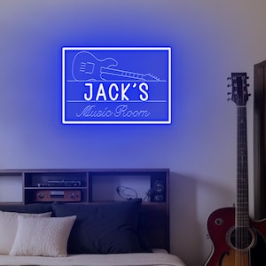 Custom Music Room Name Neon Sign,Guitar Name led Sign,Bedroom Drom Music Bar Wall Decor,Live Music Studio Neon Sign,Gift For Music Lovers