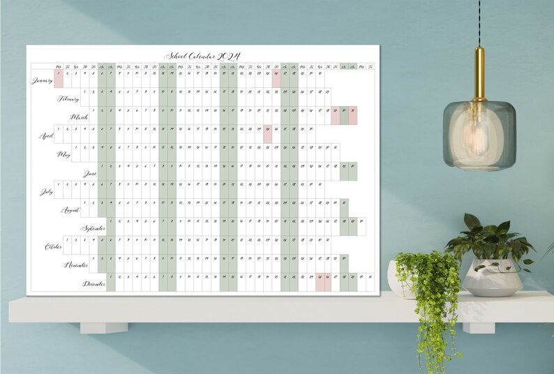 Printable 2024 School Calendar A1, A2 and A3 Sizes Instant PDF Download ...