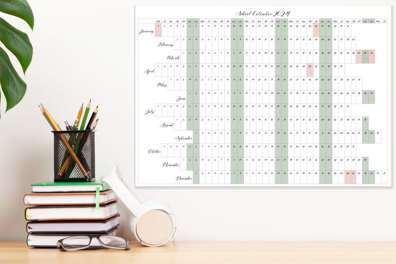 Printable 2024 School Calendar A1, A2 and A3 Sizes Instant PDF Download ...