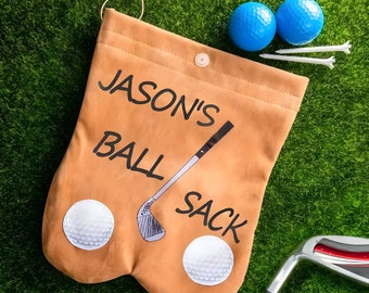 Sacs avec nom personnalisé pour balles de golf avec jeu de balles de golf • Sac pour balles de golf portable en flanelle • Cadeaux de golf amusants pour homme/père • Cadeau pour les amateurs de golf