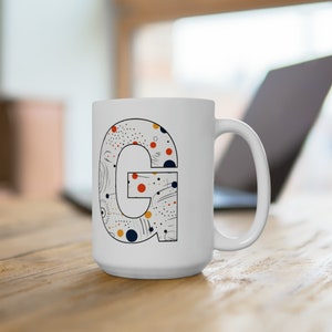 G Monogram Ceramic Mug, Initial Coffee Mug, Monogram Mug, Custom Letter Mug, Artsy Mug, Abstract Art Cup, Initial Letter Mug, Letter Teacup