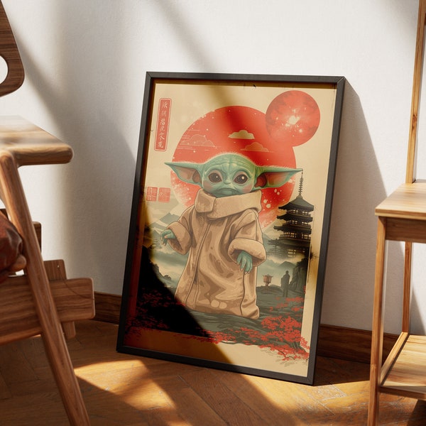 Baby Yoda 054 Grogu Poster Japanese Art Style Digital Print - Exclusive Star Wars Poster, High Quality Instant Download