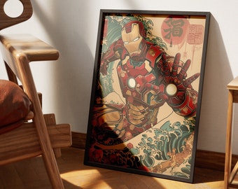 Iron 017 Poster Japanese Artstyle Exclusive Digital Print - comic book Decor, Instant Download, Superhero Fan Gift