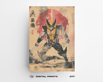 Wolverine 077 Japanese Art Style Digital Print Poster - Exclusive comic book Poster, High Quality Instant Download