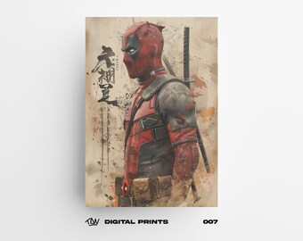 Dead 007 Japanese Artstyle Poster Digital Print - High-Quality comic book Poster, Instant Download, Perfect Poster for superhero Fans
