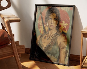 Lara C 024 Digital Art Print - Exclusive Tomb Raider style Poster, Japanese art style, High-Quality Instant Download