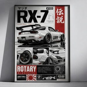 Mazda RX-7 FD3S Liberty Walk Poster | JDM Rotary Legend Wall Art (Digital Print)
