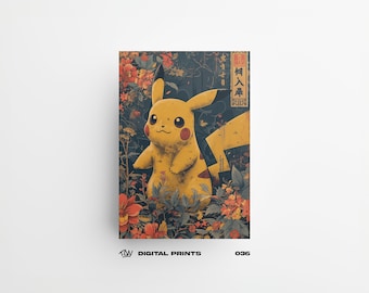 Pika 036 Japanese Art Style Digital Print Poster - Exclusive Pocket monster Poster, High-Quality Instant Download, Perfect nerd Fan Gift