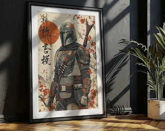 Mando Poster Japanese Art Style Digital Print - Exclusive Space War Poster, High Quality Instant Download