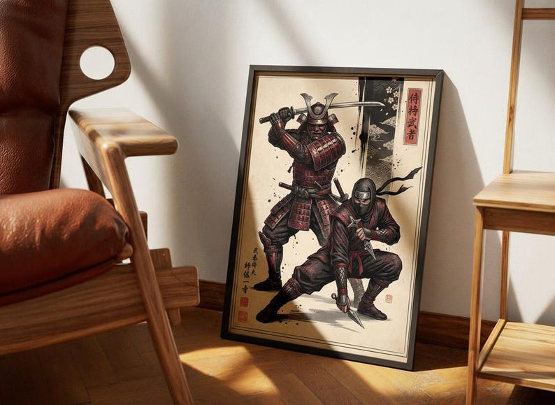 Epic Samurai and Ninja Warrior Japanese Wall Art Printed Poster