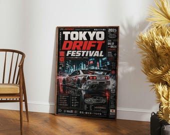 Nissan Skyline R34 GTR Drift Festival Poster