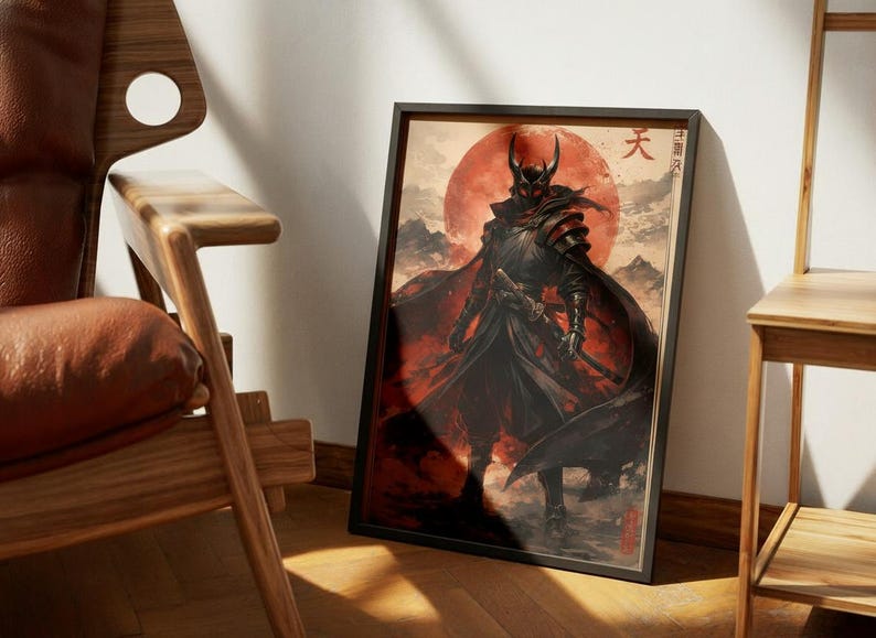 Dark Anime Demon Samurai Poster