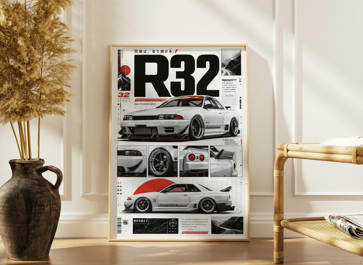 Nissan Skyline R32 Liberty Walk Poster: JDM Wide Body GTR Wall Art ...
