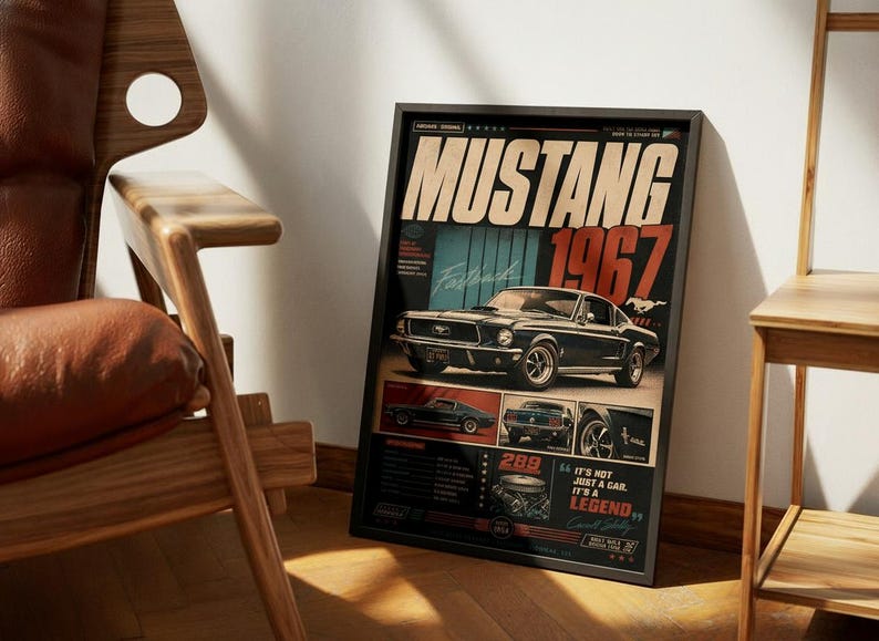 1967 Mustang Fastback Silhouette Poster