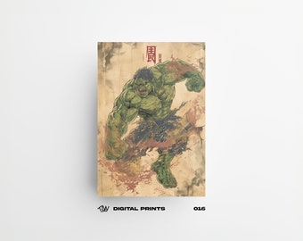 Smash 016 Japanese Artstyle Poster Exclusive Digital Print - comic book Wall Decor, High-Quality Instant Download, Poster for Superhero Fans