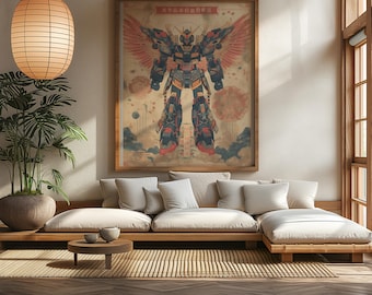 Mecha Art Poster, Wall Decor, Gift for Gamers, Japanese Style, Art Print