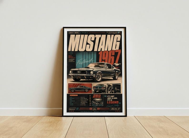 1967 Mustang Fastback Silhouette Poster