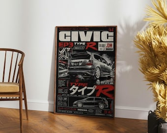 Honda Civic EP3 Type R JDM Wall Art