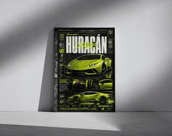 Lamborghini Huracán Neon Green Supercar Poster