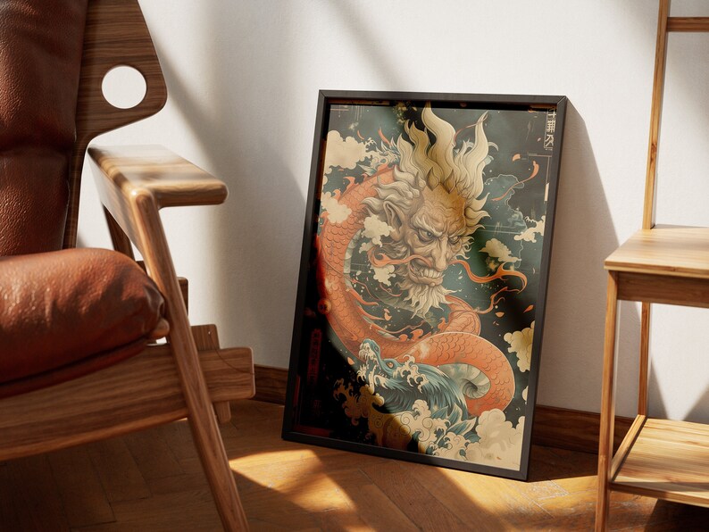 Wizard Dragon 057 Poster Japanese Art Style Digital Print - Exclusive Poster, High Quality Instant Download, Mystical Power Wizard