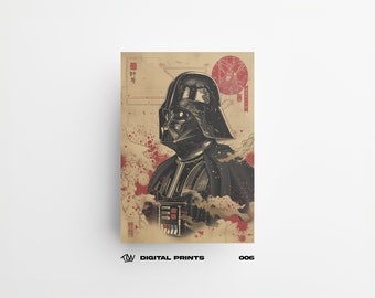 Vader 006 Poster in Japanese Artstyle, High-Quality Instant Download Poster for Space War Enthusiasts!
