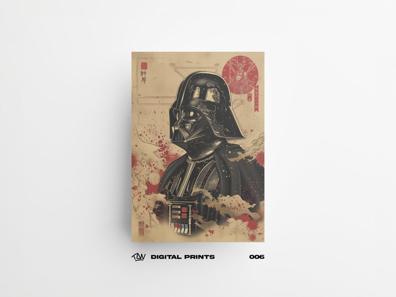 Vader 006 Poster in Japanese Artstyle, High-Quality Instant Download Poster for Space War Enthusiasts!